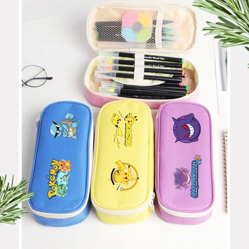 Stationery Supplier - ポケモンピカチュウ鉛筆ケースかわいい学生文具漫画アニメグラフィックプリント学用品ポータブル大容量ギフト