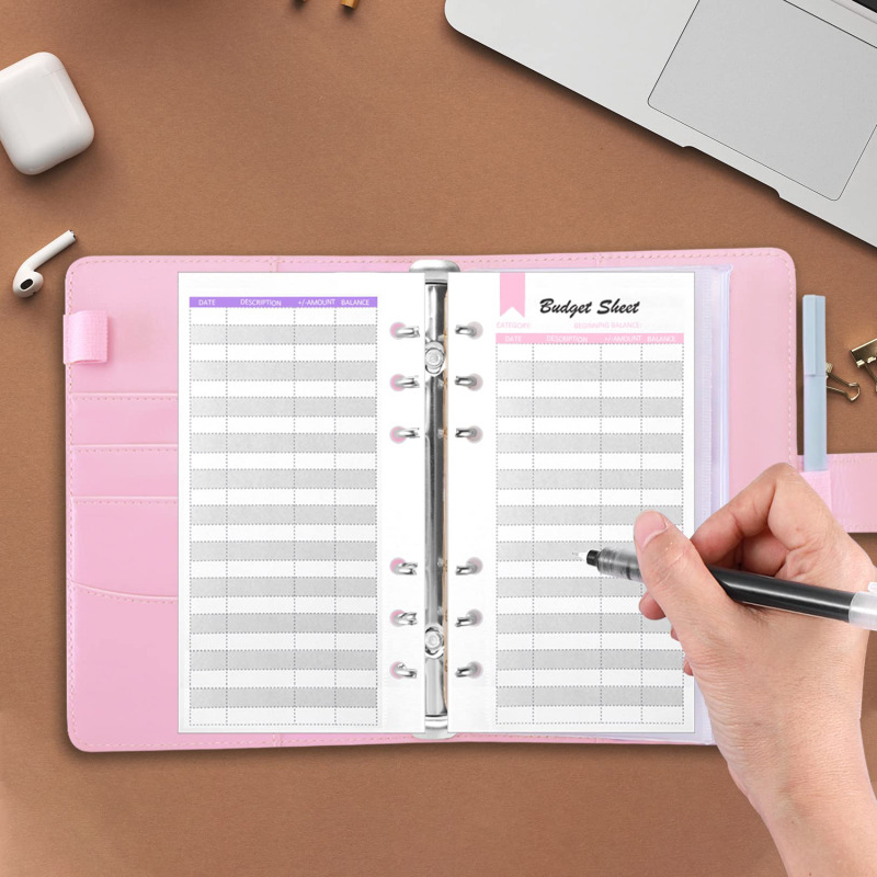A6 PU レザー予算バインダー 現金封筒ポケット付き ジッ - Planner Weekly Budget のレビューと価格