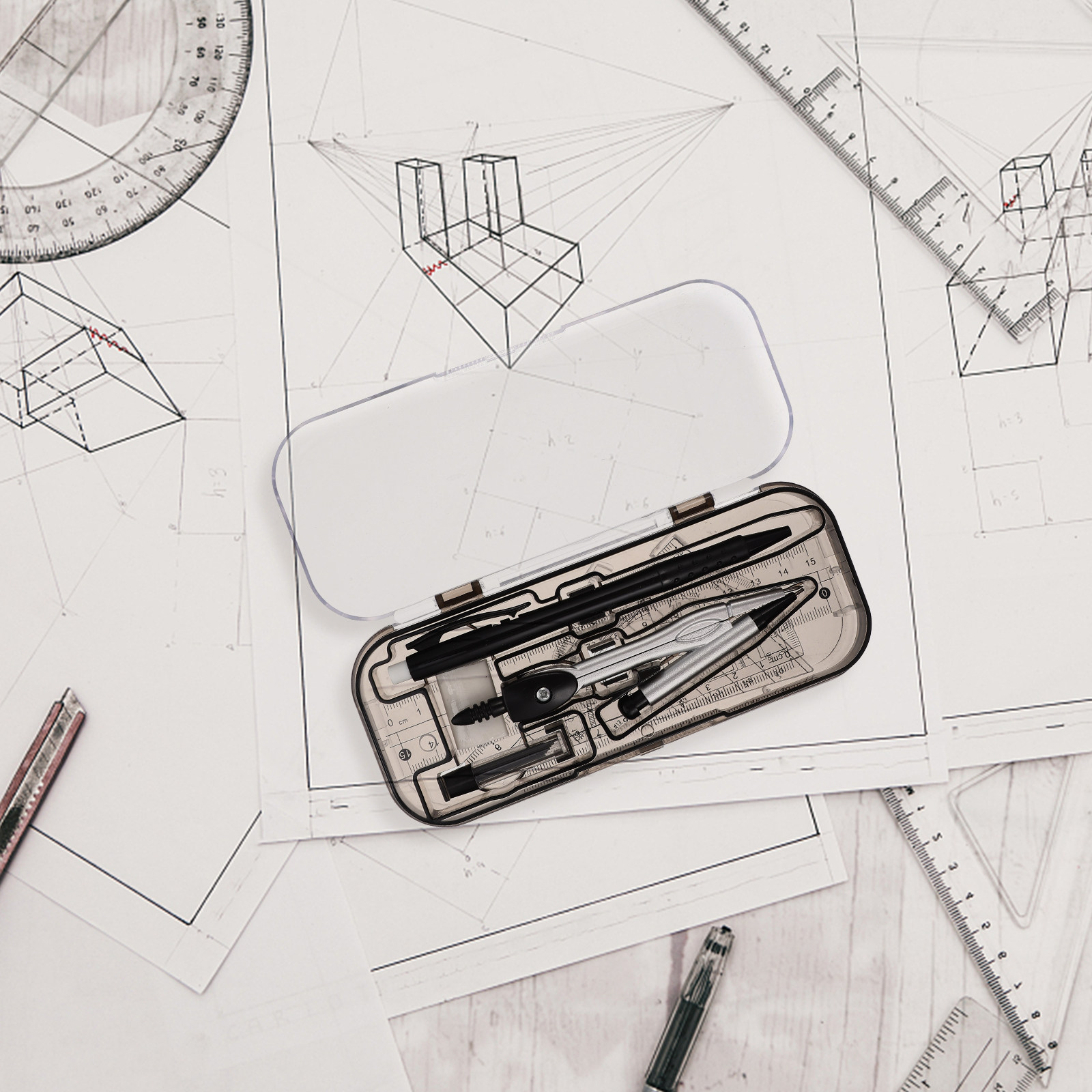 多機能製図ツールセット 1セット コンパクトで持ち運び可能な - Compass Geometry Set のレビューと価格