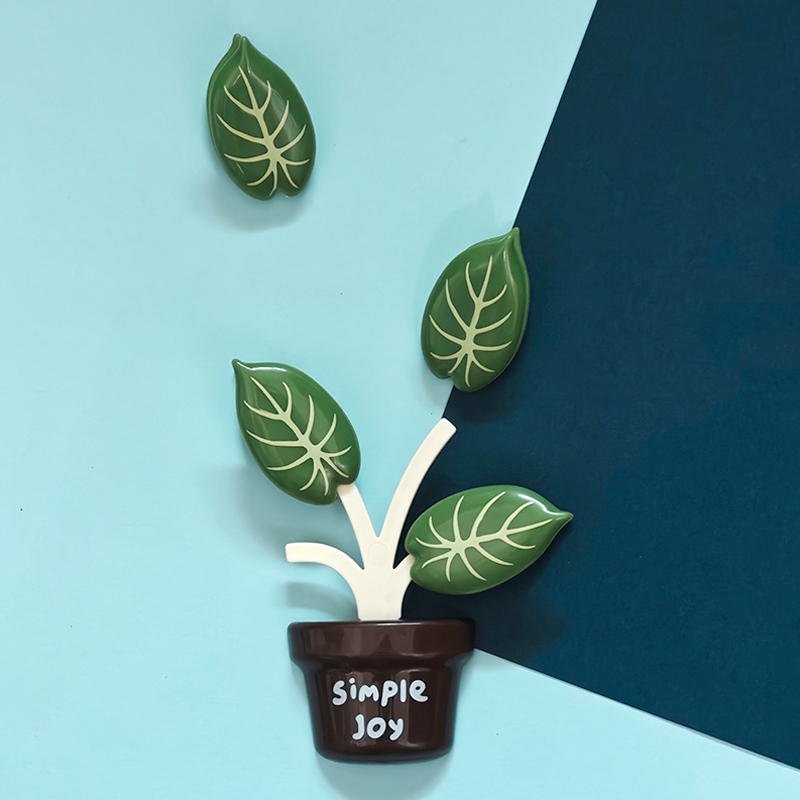 可愛い鉢植えデスククリップ2個セット冷蔵庫マグネット4枚葉型 - Paperclip Magnetic Set のレビューと価格